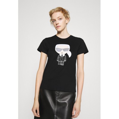 Kobiety T_SHIRT_TOP | KARL LAGERFELD IKONIK  - T-shirt z nadrukiem - black/czarny - WS41197