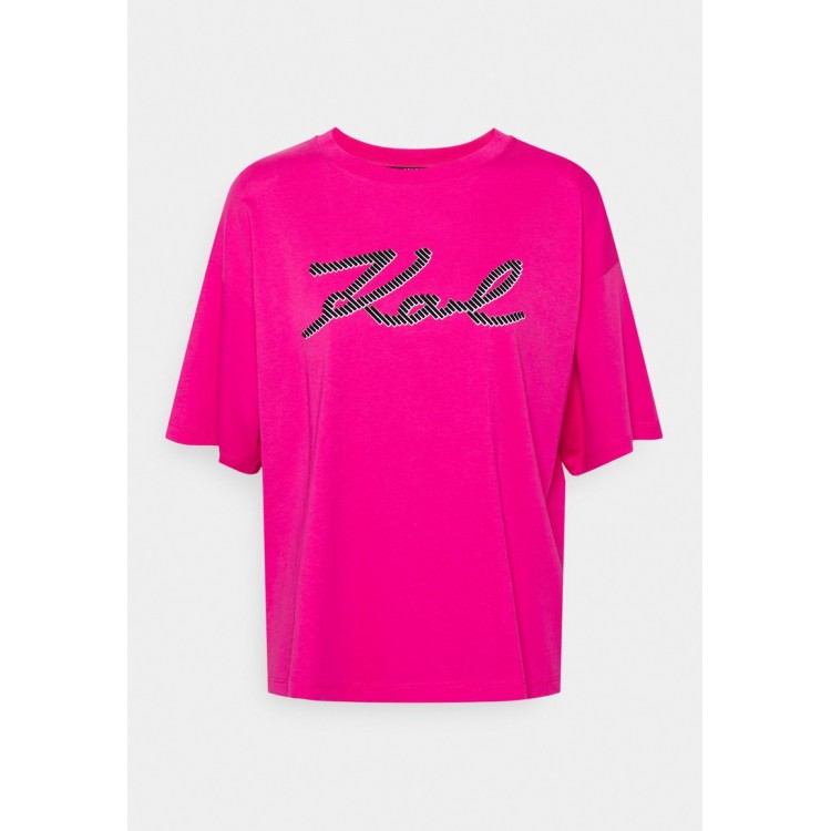 Kobiety T SHIRT TOP | KARL LAGERFELD LOGO - T-shirt z nadrukiem - fuchsia/fioletowy - XL28922