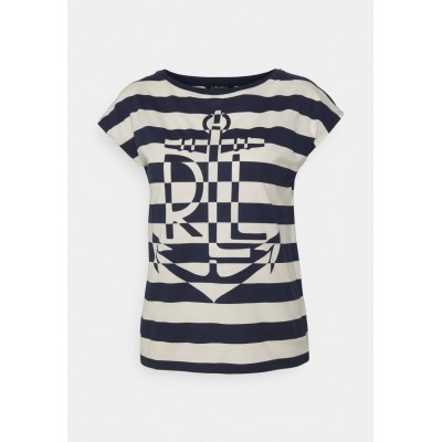 Kobiety T_SHIRT_TOP | Lauren Ralph Lauren GRAPHIC COTTON-BLEND TEE - T-shirt basic - french navy/mascarpone cream/granatowy - RR70576