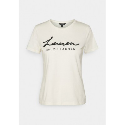 Kobiety T_SHIRT_TOP | Lauren Ralph Lauren SCRIPT-LOGO JERSEY TEE - T-shirt z nadrukiem - pale cream/mleczny - IZ35456