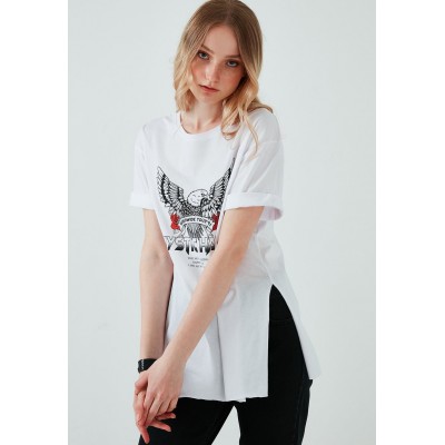 Kobiety T_SHIRT_TOP | LELA T-shirt z nadrukiem - white/biały - HR87275