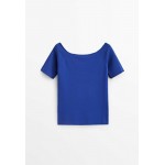 Kobiety T SHIRT TOP | Massimo Dutti SCHULTERFREIES - T-shirt z nadrukiem - royal blue/błękit królewski - SU35061