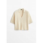 Kobiety T SHIRT TOP | Massimo Dutti T-shirt basic - beige/beżowy - EI17832
