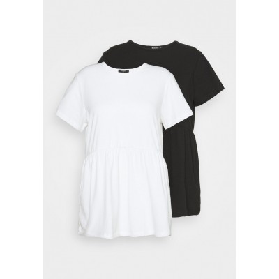 Kobiety T_SHIRT_TOP | Missguided Plus SMOCK 2 PACK - T-shirt basic - white/black/czarny - EK12891