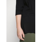 Kobiety T SHIRT TOP | MY TRUE ME TOM TAILOR SLIT DETAIL - T-shirt basic - deep black/czarny - DB35547
