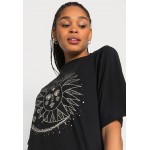 Kobiety T SHIRT TOP | Noisy May NMZODIAC SLEEVE - T-shirt z nadrukiem - black/czarny - FU64222