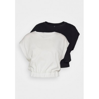 Kobiety T_SHIRT_TOP | ONLY Petite ONLMAY PLAIN CROP TOP 2 PACK - T-shirt basic - black/cloud dancer/czarny - FV04143