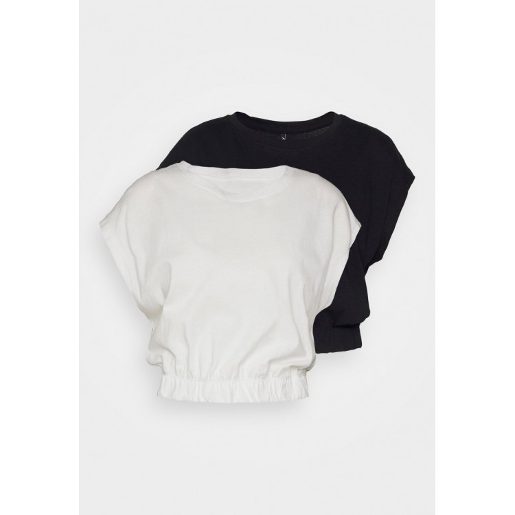 Kobiety T SHIRT TOP | ONLY Petite ONLMAY PLAIN CROP TOP 2 PACK - T-shirt basic - black/cloud dancer/czarny - FV04143
