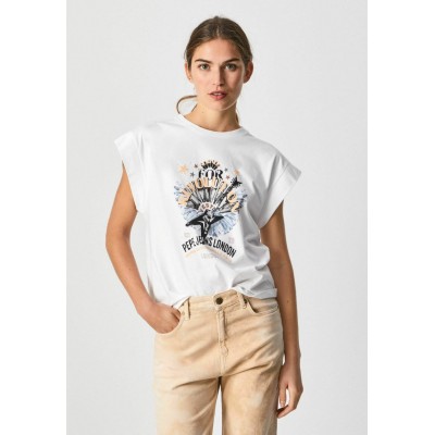 Kobiety T_SHIRT_TOP | Pepe Jeans CAROLINE - T-shirt z nadrukiem - blanco/biały - EE47683