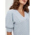 Kobiety T SHIRT TOP | PEPPERCORN ROSALIA PUFF SLEEVE - T-shirt z nadrukiem - skyway blue melange/jasnoniebieski melanż - QI81537