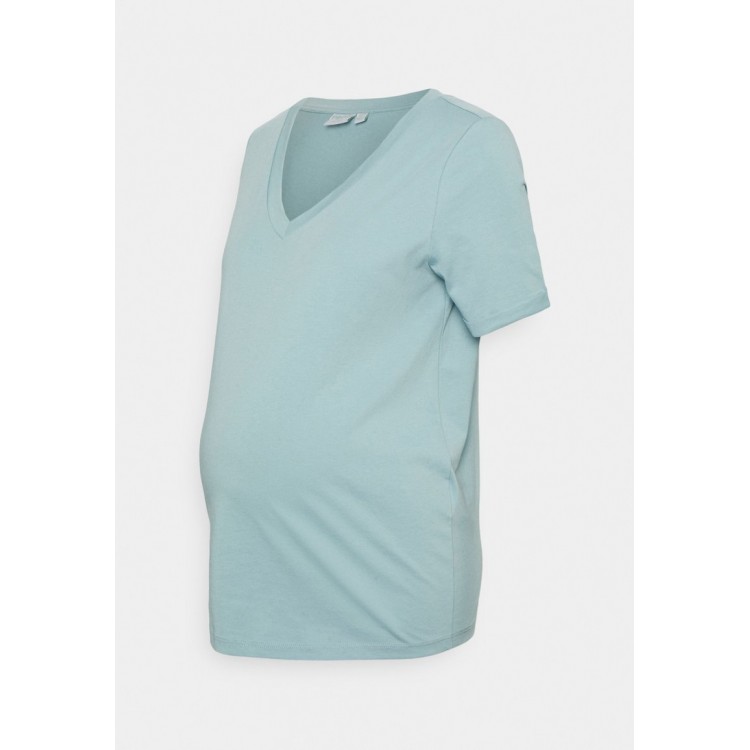 Kobiety T SHIRT TOP | Pieces Maternity PMRIA V NECK SOLID TEE - T-shirt basic - tourmaline/niebieski - FP36955