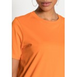 Kobiety T SHIRT TOP | Pieces PCRIA FOLD UP SOLID TEE - T-shirt basic - exuberance/pomarańczowy - RJ73417