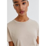 Kobiety T SHIRT TOP | PULL&BEAR Pack of 2 basic round neck T-shirts - T-shirt basic - mottled beige/beżowy melanż - MS62293