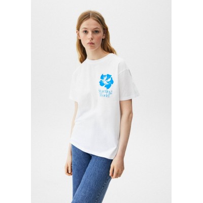 Kobiety T_SHIRT_TOP | PULL&BEAR T-shirt z nadrukiem - white/biały - BJ98504