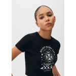 Kobiety T SHIRT TOP | PULL&BEAR WITH ESOTERIC GRAPHIC - T-shirt z nadrukiem - mottled black/czarny melanż - EP66102