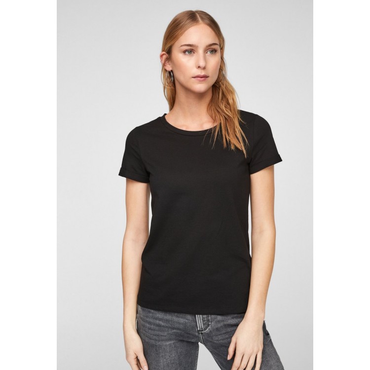 Kobiety T SHIRT TOP | QS by s.Oliver MIT CREW NECK - T-shirt basic - black/czarny - NE48389