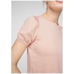 Kobiety T SHIRT TOP | QS by s.Oliver MIT PUFFÄRMELN - T-shirt z nadrukiem - apricot/jasnoróżowy - EM93065