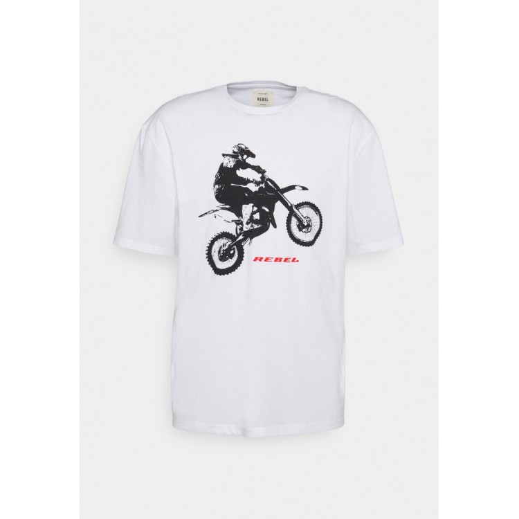 Kobiety T SHIRT TOP | Redefined Rebel CROSS TEE UNISEX - T-shirt z nadrukiem - white/biały - DV24170