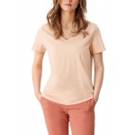 Kobiety T SHIRT TOP | s.Oliver MIT V-AUSSCHNITT - T-shirt basic - pink sand/mleczny - KX37978
