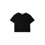 Kobiety T SHIRT TOP | Stradivarius MIT KURZEN ÄRMELN - T-shirt basic - black/czarny - PR96357
