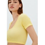 Kobiety T SHIRT TOP | Stradivarius NAHTLOSES - T-shirt basic - yellow/żółty - UL90496