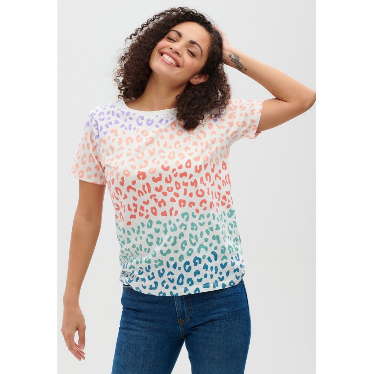 Kobiety T SHIRT TOP | Sugarhill Brighton MAGGIE COLOURED LEOPARD - T-shirt z nadrukiem - white/biały - XN98584