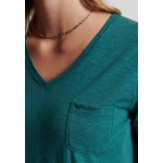 Kobiety T SHIRT TOP | Superdry POCKET - T-shirt basic - petrol/wielokolorowy - FQ60248