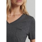 Kobiety T SHIRT TOP | Superdry STUDIOS POCKET V NECK - T-shirt basic - dark grey/ciemnoszary - FO46191