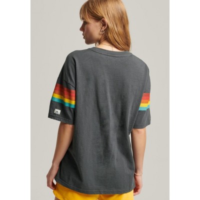Kobiety T_SHIRT_TOP | Superdry VINTAGE CALI STRIPE - T-shirt z nadrukiem - charcoal/szary - BD16321