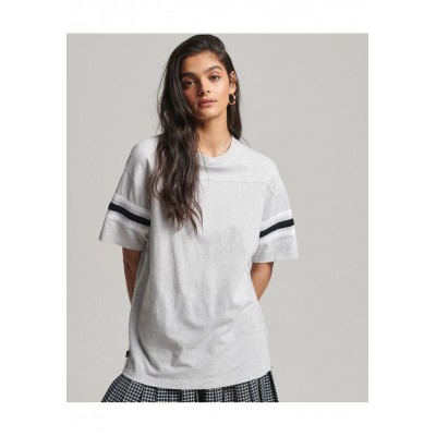 Kobiety T_SHIRT_TOP | Superdry VINTAGE QUARTERBACK  - T-shirt z nadrukiem - glacier grey marl optic/jasnoszary - YW26879
