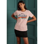 Kobiety T SHIRT TOP | Superdry VINTAGE - T-shirt z nadrukiem - shell pink marl/różowy - BE51015