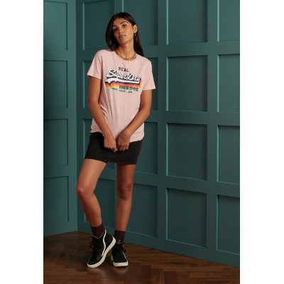 Kobiety T_SHIRT_TOP | Superdry VINTAGE  - T-shirt z nadrukiem - shell pink marl/różowy - BE51015