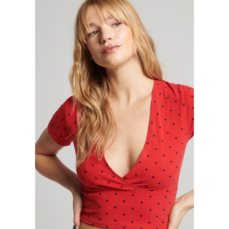 Kobiety T SHIRT TOP | Superdry VINTAGE TINY - T-shirt z nadrukiem - red black dot/czerwony melanż - ZJ89208
