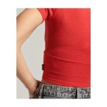Kobiety T SHIRT TOP | Superdry VINTAGE TINY - T-shirt z nadrukiem - risk red marl/czerwony - BN72159