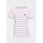 Kobiety T SHIRT TOP | TOM TAILOR BOAT NECK PRINT - T-shirt z nadrukiem - iris flower/liliowy - AL99412