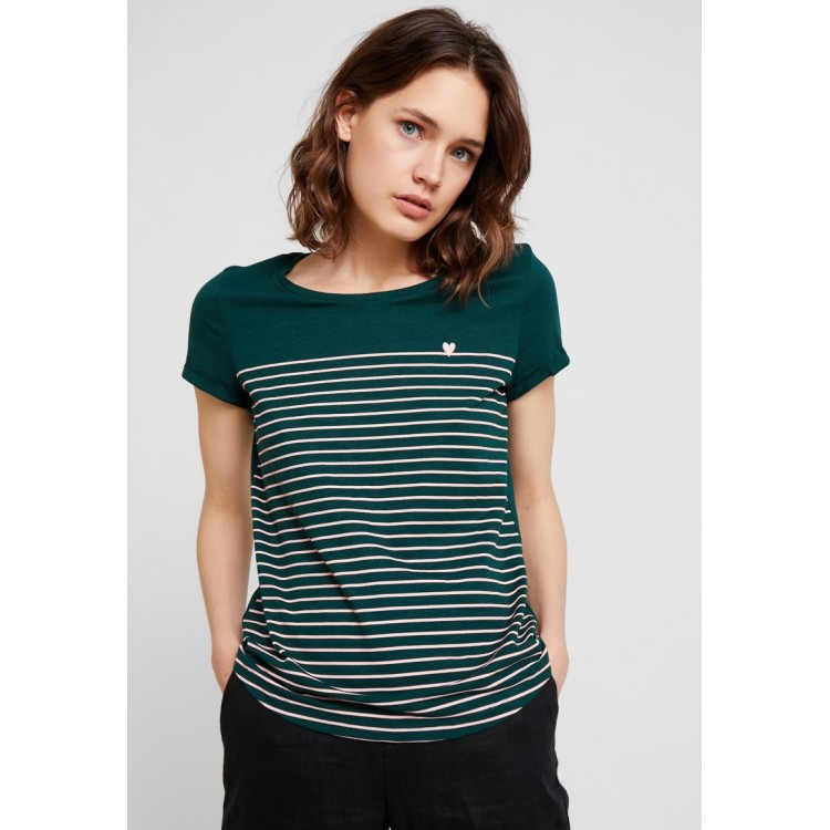 Kobiety T SHIRT TOP | TOM TAILOR DENIM PRINTED STRIPE TEE - T-shirt z nadrukiem - green/rose/turkusowy - UH36365