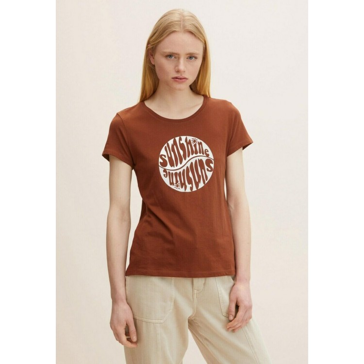 Kobiety T SHIRT TOP | TOM TAILOR DENIM T-shirt z nadrukiem - nut brown/ciemnobrązowy - CU69658