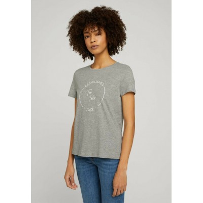 Kobiety T_SHIRT_TOP | TOM TAILOR T-shirt z nadrukiem - silver grey melange/jasnoszary melanż - XJ38231