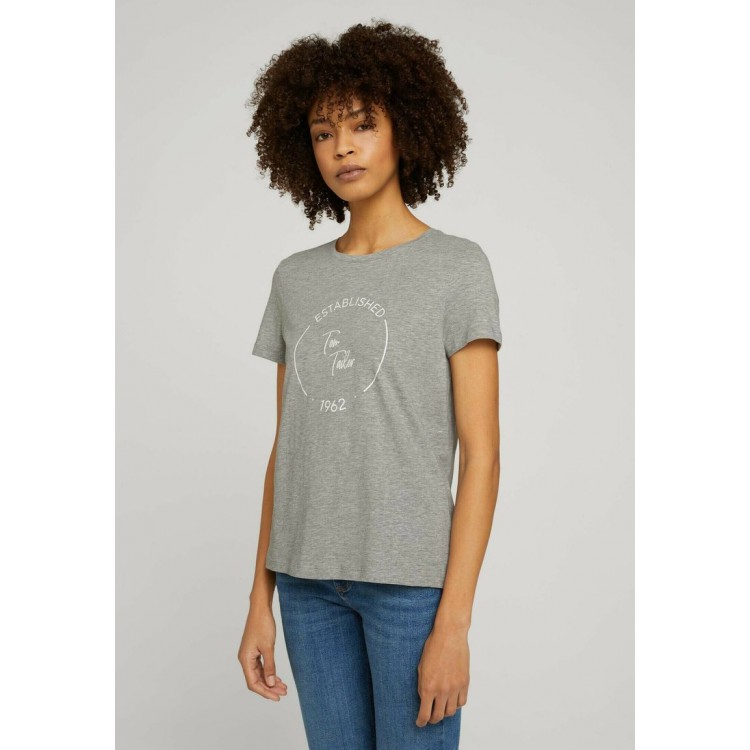 Kobiety T SHIRT TOP | TOM TAILOR T-shirt z nadrukiem - silver grey melange/jasnoszary melanż - XJ38231