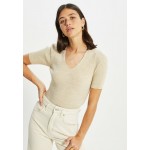 Kobiety T SHIRT TOP | Trendyol T-shirt basic - beige/beżowy - DI29825