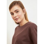 Kobiety T SHIRT TOP | Trendyol T-shirt basic - brown/brązowy - ZJ19399