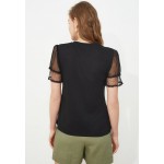 Kobiety T SHIRT TOP | Trendyol T-shirt z nadrukiem - black/czarny - DZ78591