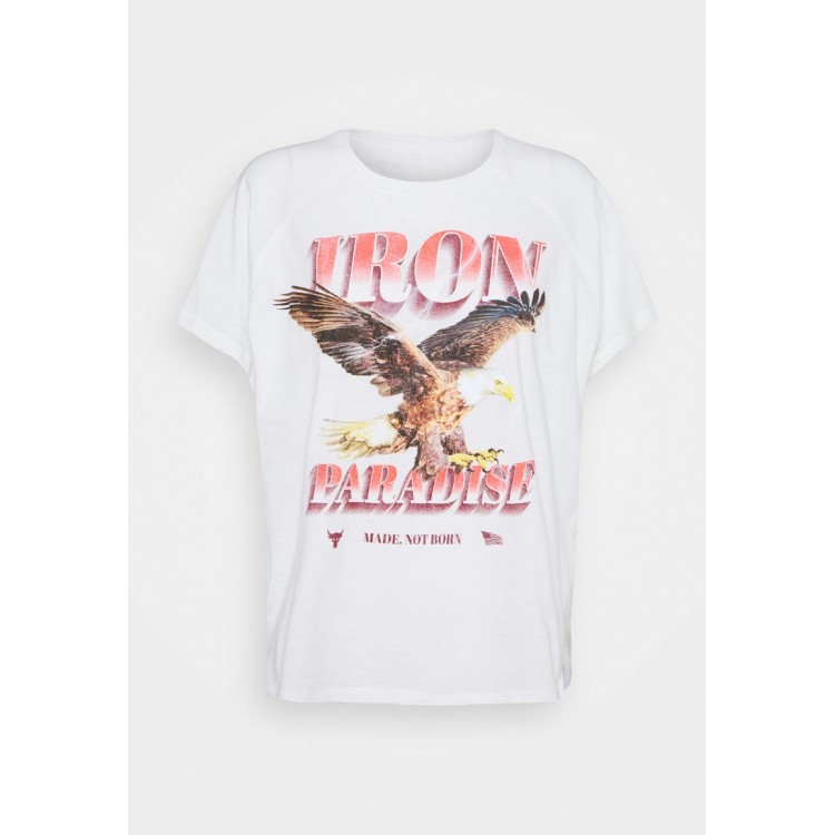 Kobiety T SHIRT TOP | Under Armour PROJECT ROCK - T-shirt z nadrukiem - white/biały - OG33604