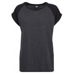 Kobiety T SHIRT TOP | Urban Classics CONTRAST TEE - T-shirt z nadrukiem - charcoal/black/antracytowy melanż - IJ05894