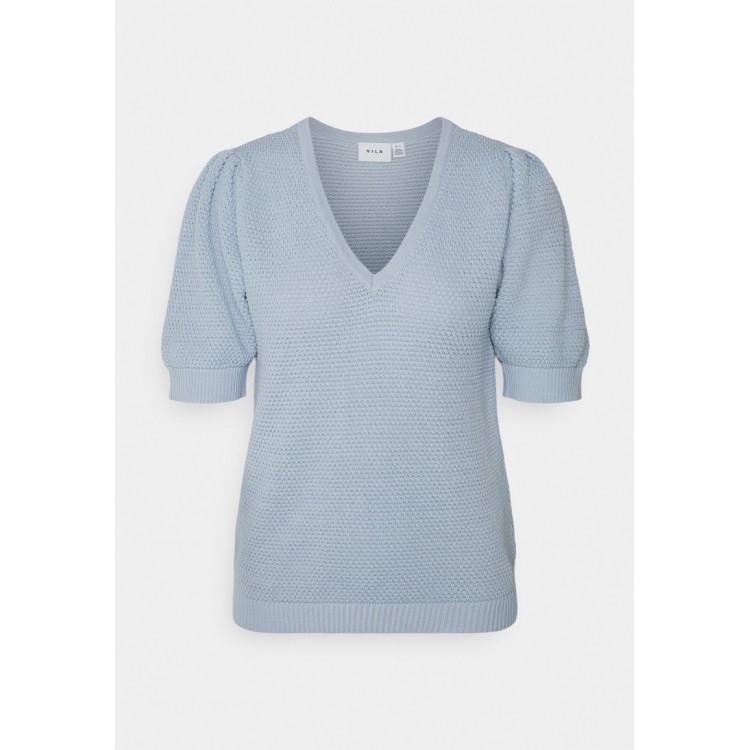 Kobiety T SHIRT TOP | Vila VICHASSA V NECK PUFF - T-shirt basic - kentucky blue/jasnoniebieski - FB51295