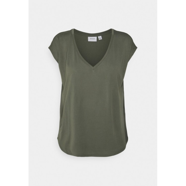 Kobiety T SHIRT TOP | Vila VIMODALA V NECK - T-shirt basic - four leaf clover/zielony - YO12509