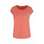 Kobiety T SHIRT TOP | Volcano T-FRESH - T-shirt z nadrukiem - peach/morelowy - DZ83770