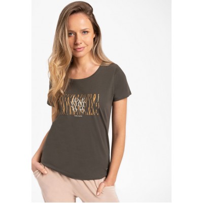 Kobiety T_SHIRT_TOP | Volcano T-WILL - T-shirt z nadrukiem - khaki - JP44213