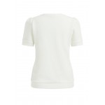 Kobiety T SHIRT TOP | WE Fashion MET STRUCTUUR - T-shirt basic - white/mleczny - LU11024