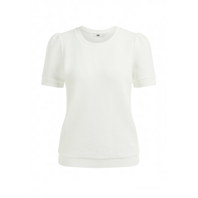 Kobiety T_SHIRT_TOP | WE Fashion MET STRUCTUUR - T-shirt basic - white/mleczny - LU11024
